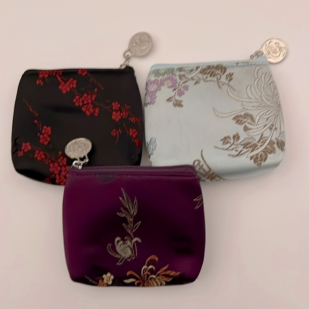 3 NEW SILK COIN PURSES/POUCHES